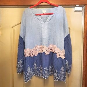 LOGO denim blouse